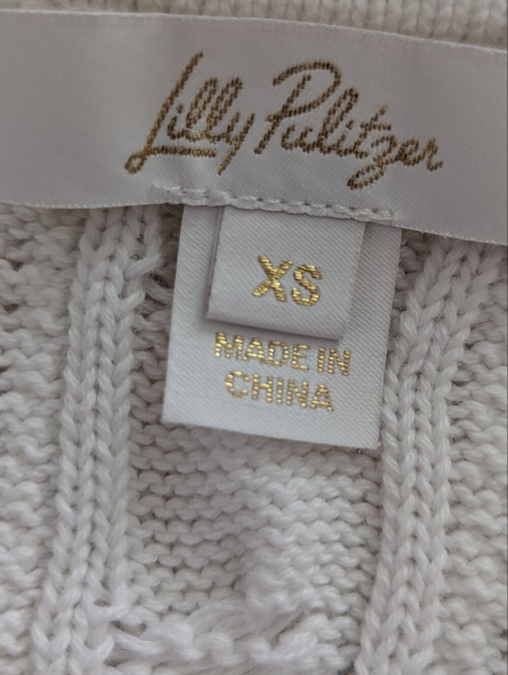 Lilly Pulitzer Suzette Sweater Tank Sleeveless Golf Polo Cableknit White Blue XS - Picture 5 of 10